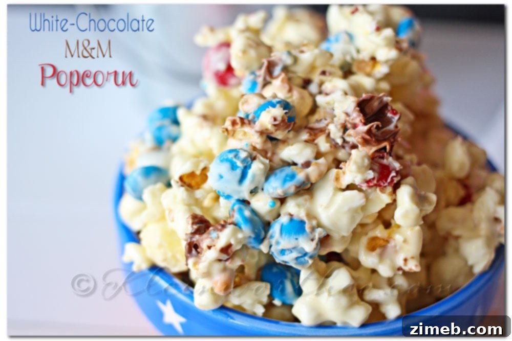 The Quintessential Float 11 White Chocolate M&M Popcorn