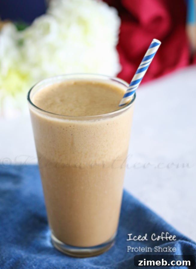 Enjoying a healthy Iced Coffee Protein Shake