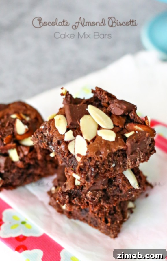 Easy Chocolate Almond Cake Mix Bars