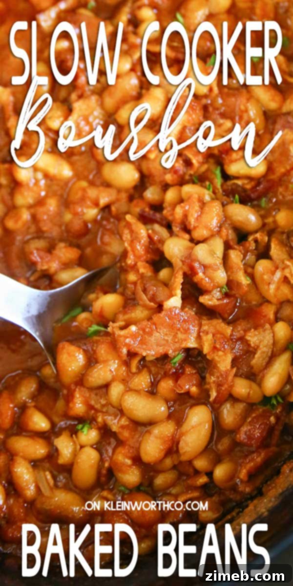 Slow Cooker Bourbon Baked Beans with bacon and brown sugar