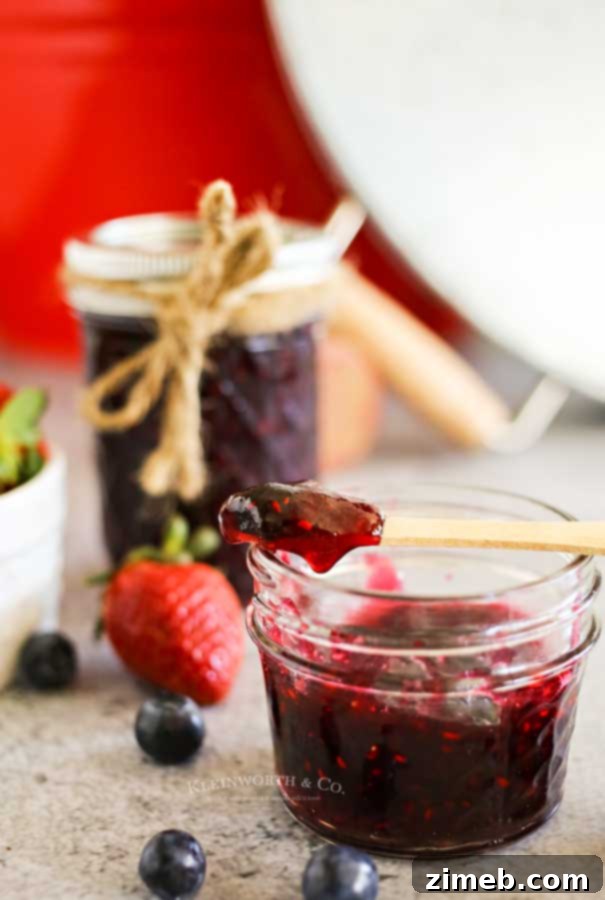 Berry Blitz Jam 4 Making Mixed Berry Quick Jam in a saucepan