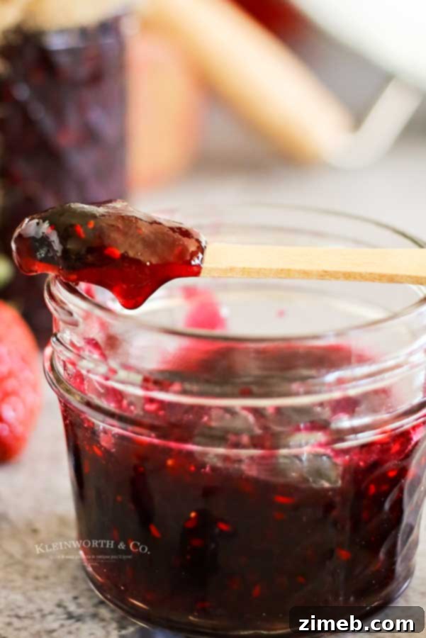 Berry Blitz Jam 5 Mixed Berry Quick Jam in a jar with fresh berries