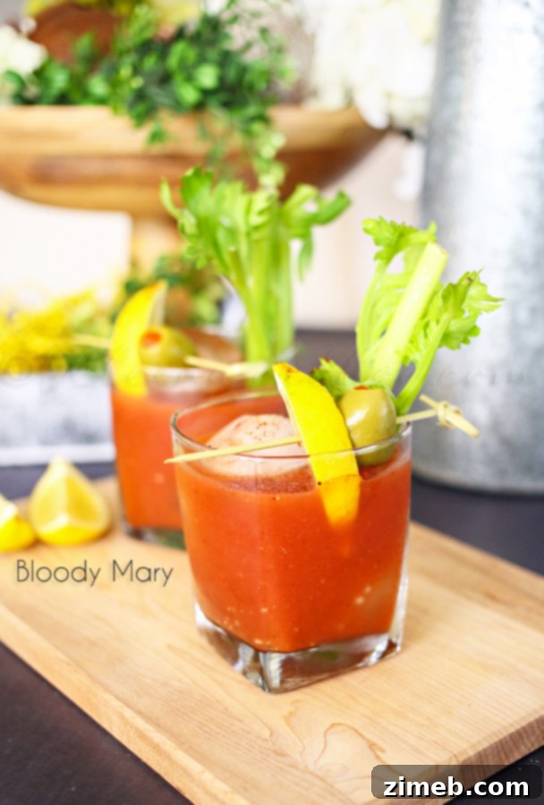 Refreshing Bloody Mary cocktail with garnish