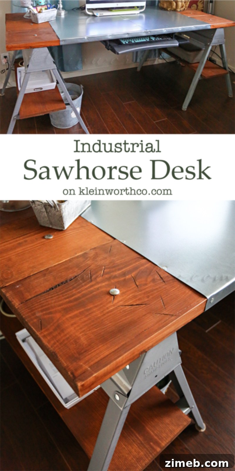 Retro Storefront Illumination 14 Industrial Sawhorse Desk - DIY Project