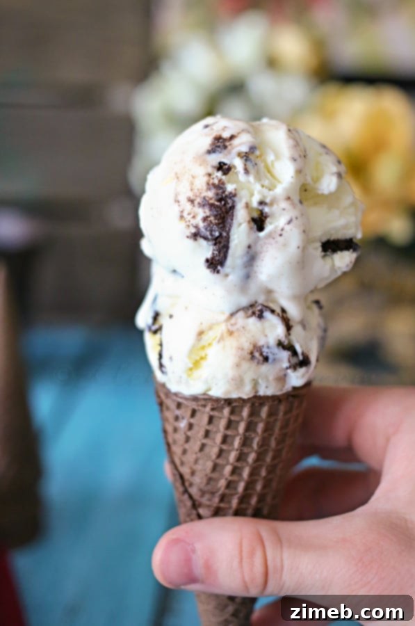 Emerald Mint Bliss 8 Cookies & Cream Ice Cream with chunks of chocolate cookies.