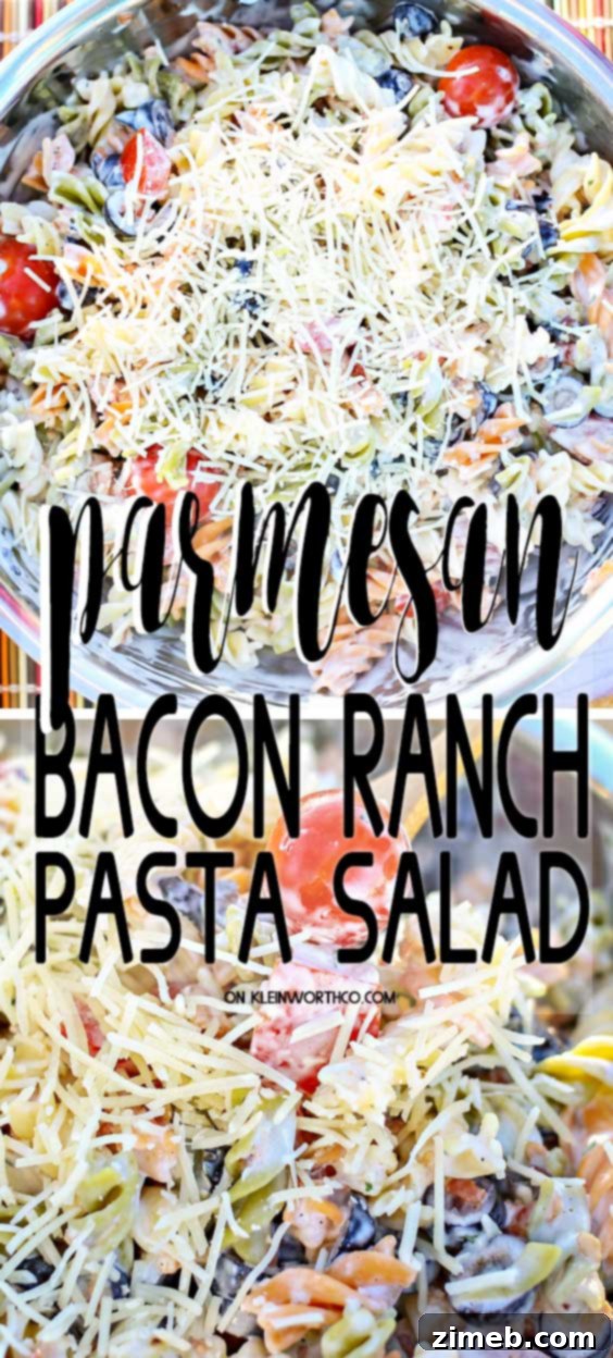 Creamy Parmesan Ranch Pasta Salad 2 Parmesan Ranch Pasta Salad - A delicious side dish perfect for any occasion.