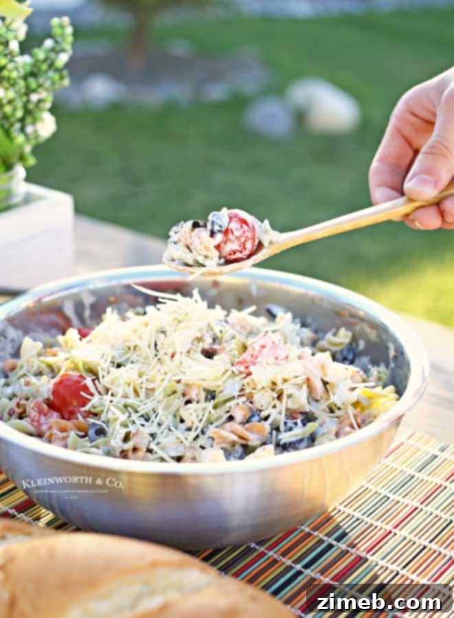 Creamy Parmesan Ranch Pasta Salad 7 Parmesan Ranch Pasta Salad for potlucks and gatherings