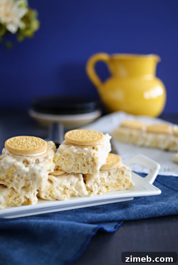 Golden Cookies & Cream Bars : Yummy Bar Recipes - A decadent dessert bar featuring golden cookies, creamy white chocolate, and a rich, chewy base.