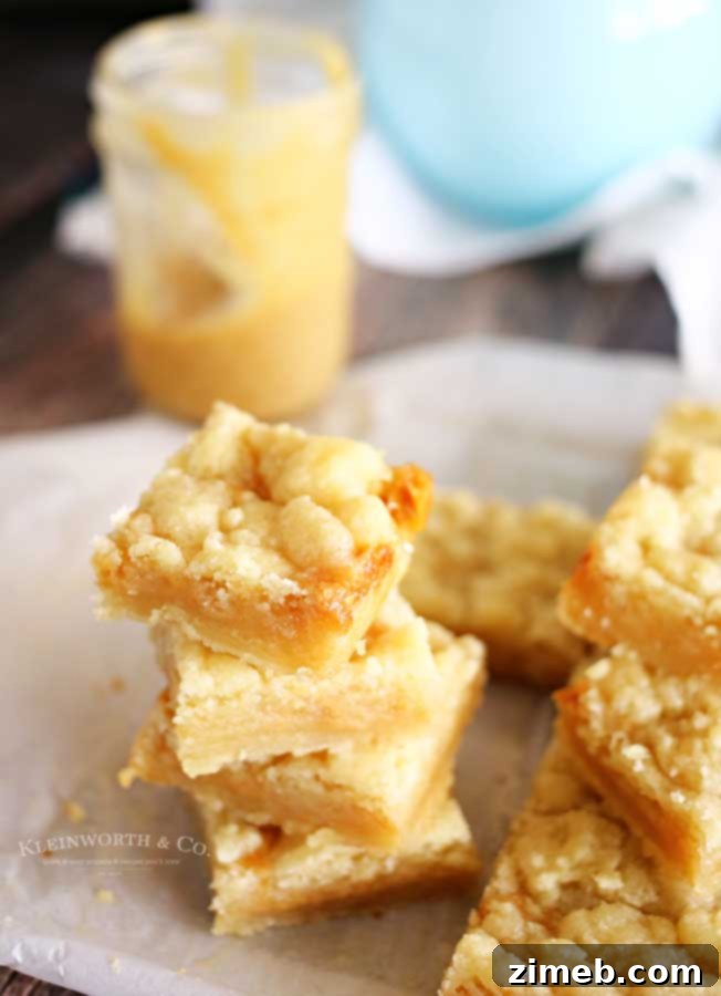 Salted Caramel Butter Bars recipe - Overhead shot of delicious bars, cut into squares, ready for serving. A perfect sweet and salty treat for any occasion.