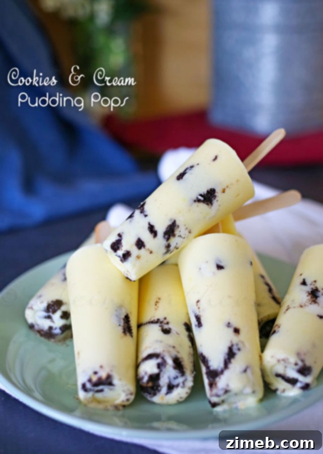 Creamy Cookie Pudding Pops 5 Single Cookies & Cream Pudding Pop with visible cookie chunks