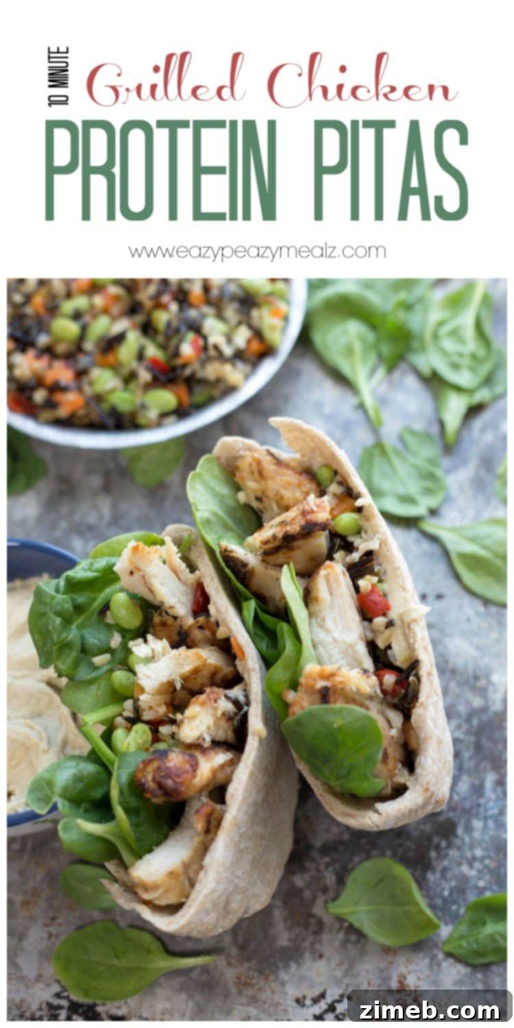 10 Minute Grilled Chicken Protein Pitas - quick and healthy grilled chicken in pita bread
