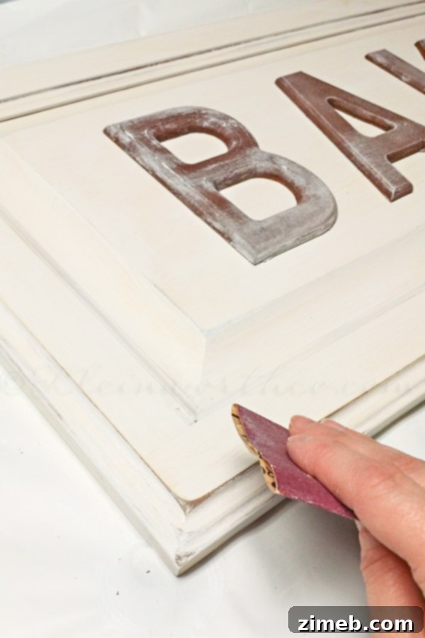Antique Patisserie Plaque 7 Distressing the vintage bakery sign for an aged look