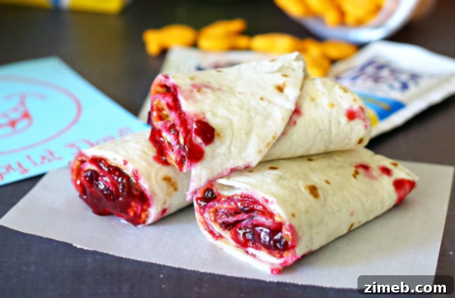Almond Butter and Jam Pinwheels 3 Almond Butter & Jam Wrap - Healthy Lunchbox Option