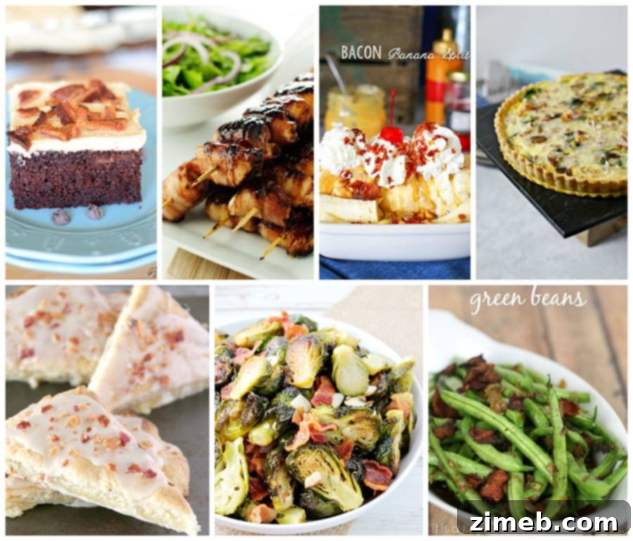 Collage of various bacon recipes