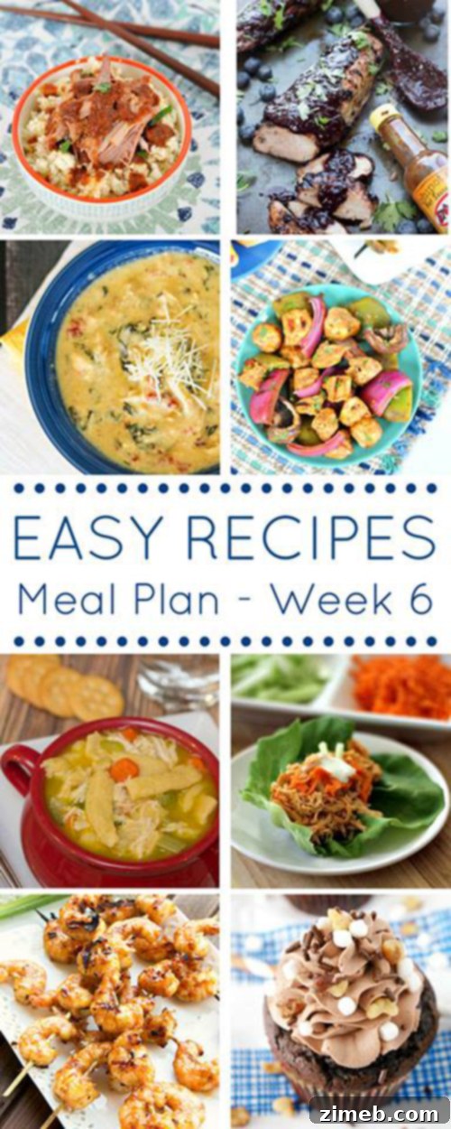 Easy Dinner Recipes Meal Plan - Week 6 summary of meals and contributing bloggers
