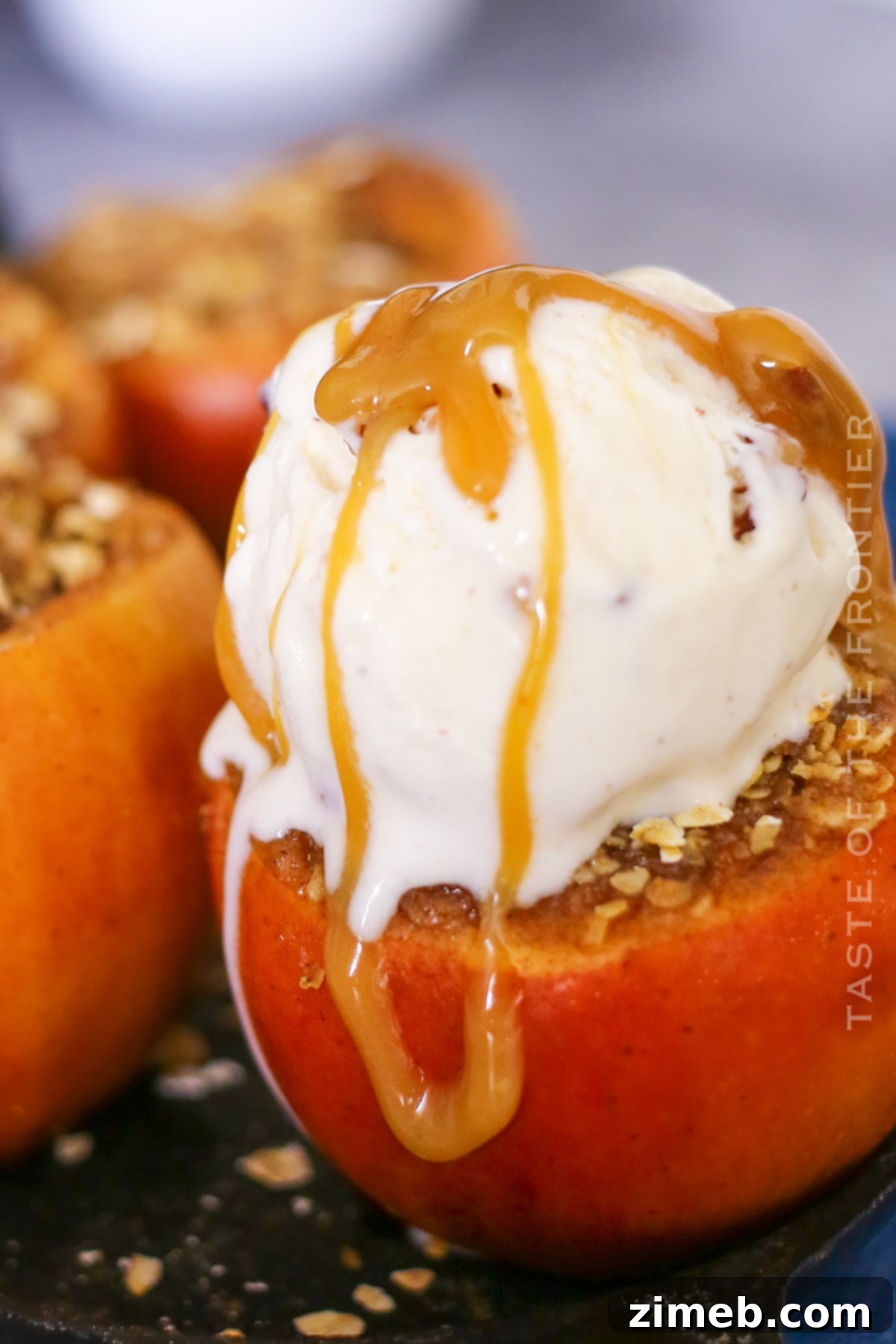 Step-by-step image showing how to prepare Crock Pot Baked Apples, with apples being cored and filled.