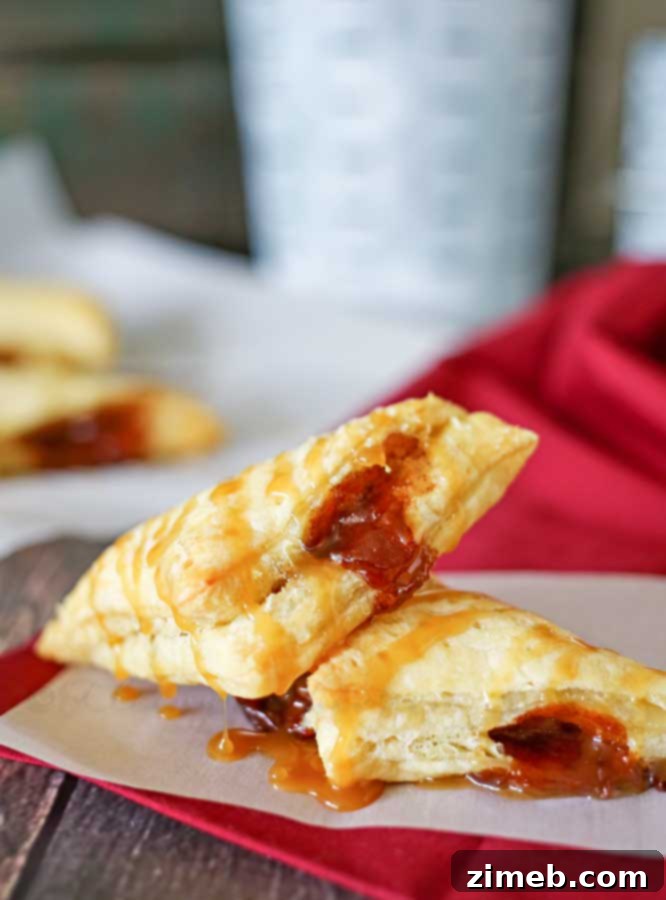 Flaky Caramel Apple Turnovers ready for breakfast