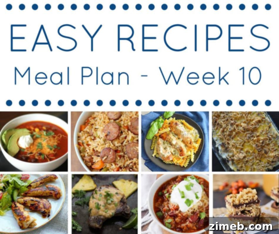 Variety of delicious weeknight dinner dishes from the meal plan
