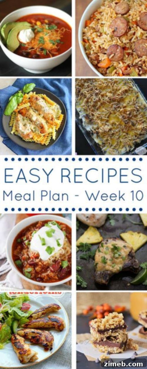 Easy Dinner Recipes Meal Plan Week 10 summary graphic
