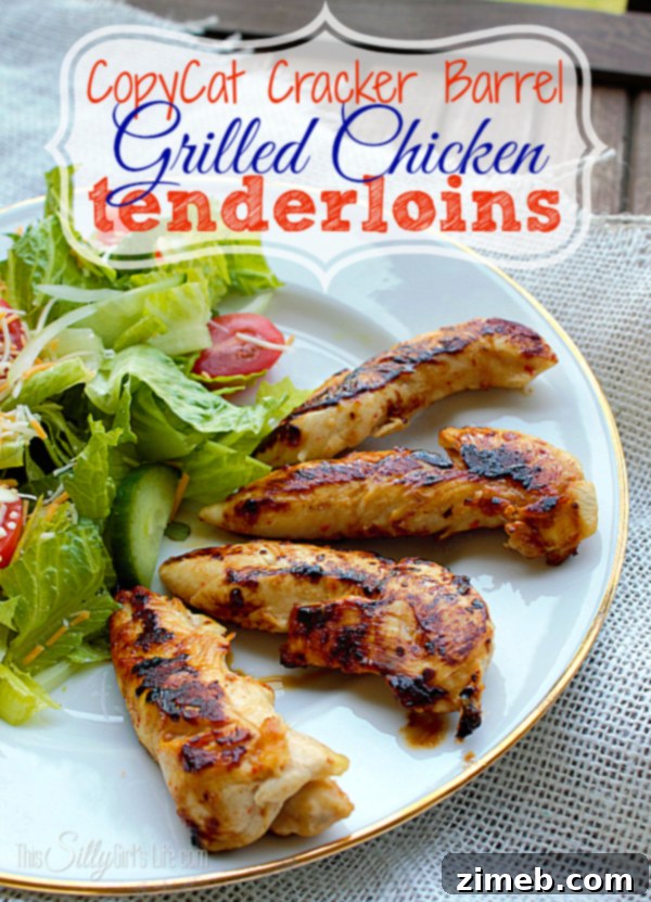Plate of CopyCat Cracker Barrel Grilled Chicken Tenderloins with sides