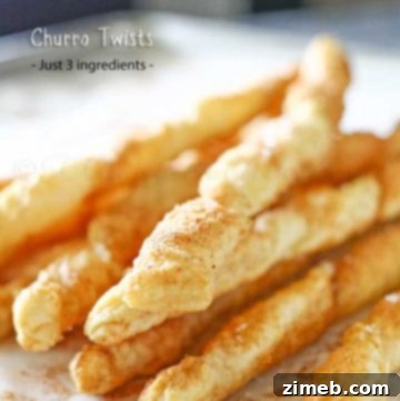 Completed Churro Twists on a white plate, ready to serve