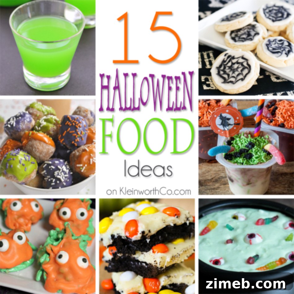 Collage of 15 creative Halloween Food Ideas for parties