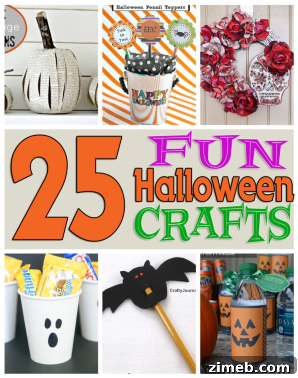 Collage of 25 Fun Halloween Crafts for decorations and activities