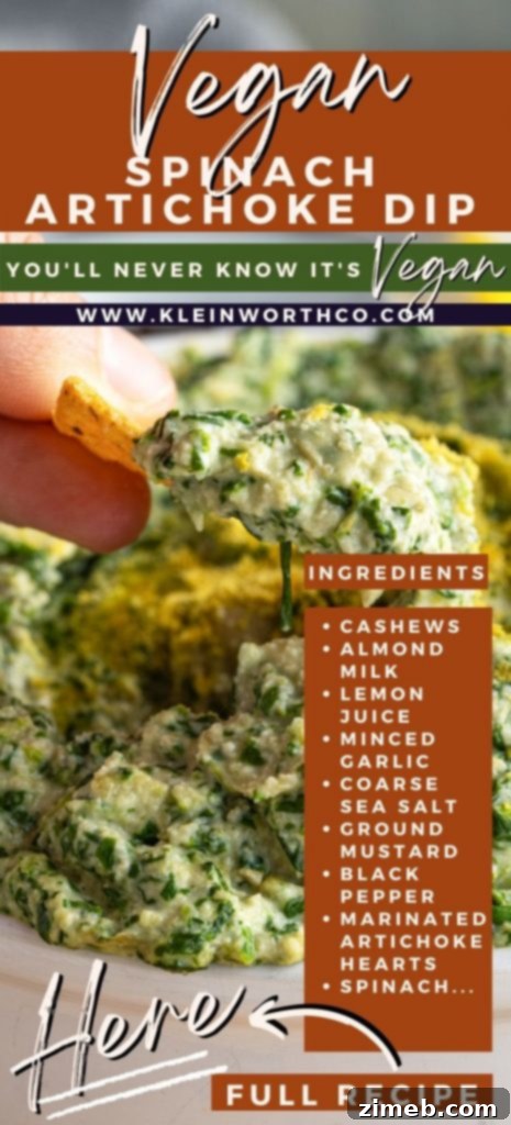Irresistible Vegan Spinach Artichoke Dip 2 Creamy Vegan Spinach Artichoke Dip served in a baking dish with crackers, perfect for a Meatless Monday snack or party appetizer.