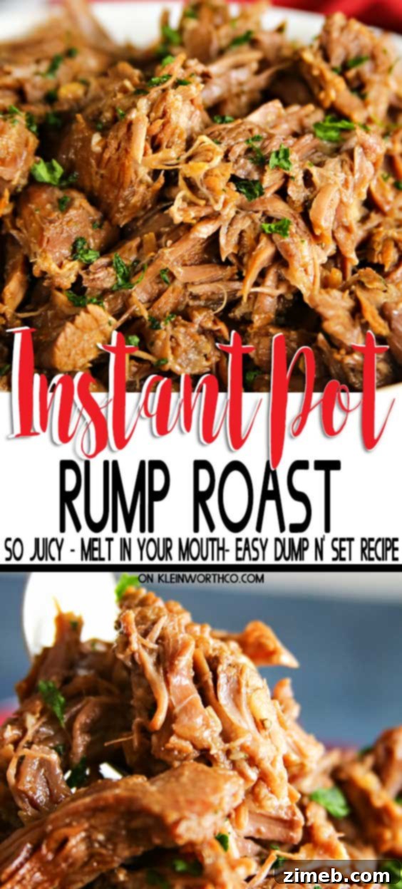 Instant Pot Rump Roast, a tender and juicy beef recipe perfect for a quick family dinner on chilly days.