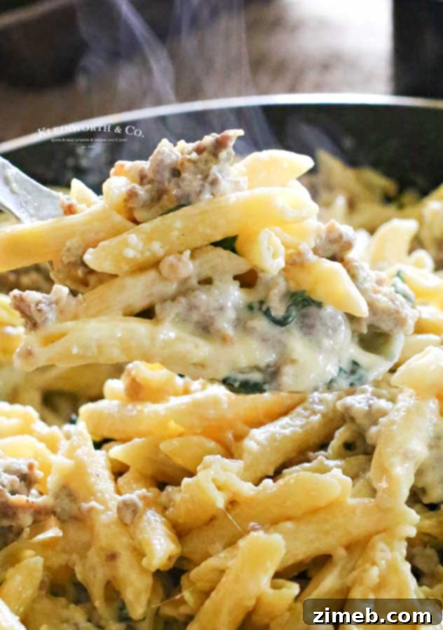 skillet dinner - Spinach & Sausage One-Pan Alfredo