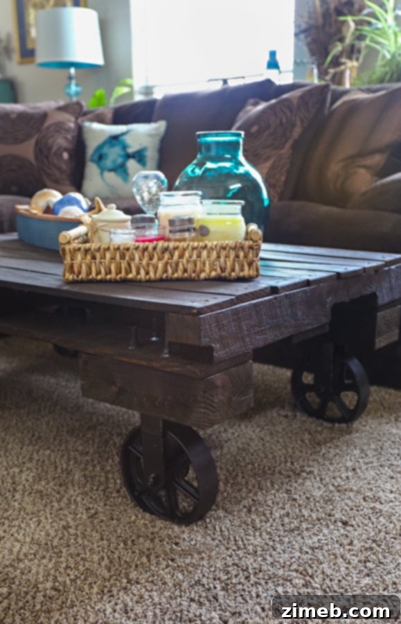 Craft Your Own Shiplap Fireplace 3 Industrial Cart Coffee Table DIY Project