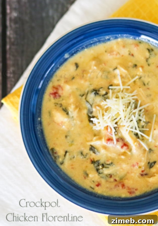 Creamy Crockpot Chicken Florentine with spinach