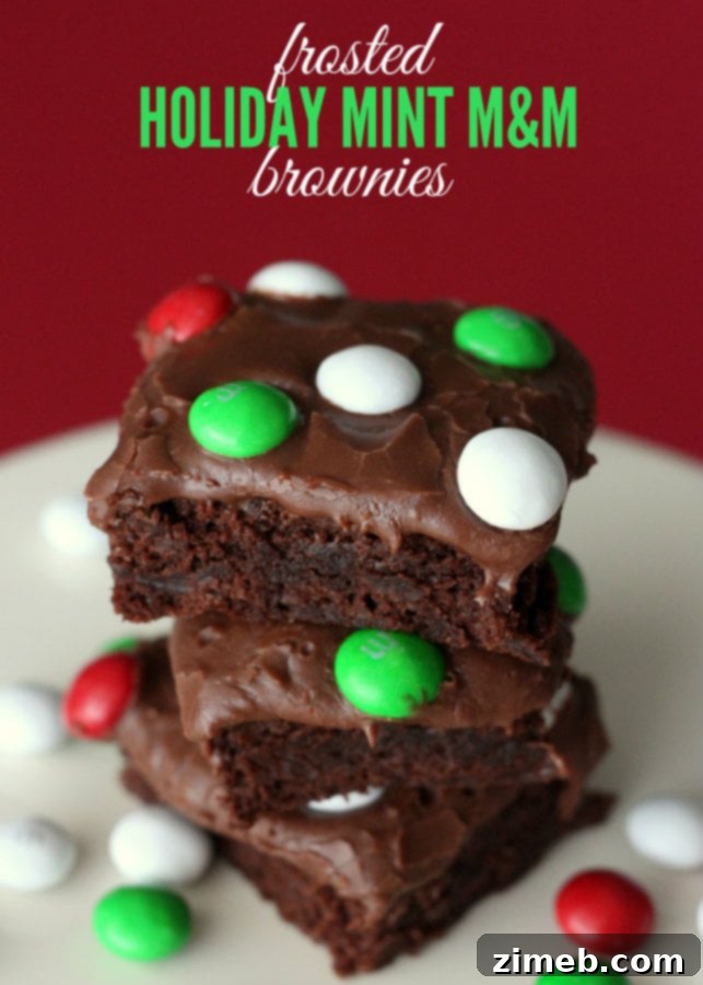 Frosted Holiday Mint M&M Brownies