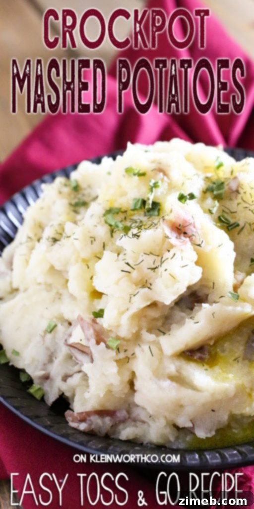 Effortless Slow Cooker Mashed Potatoes 2 Crock Pot Mashed Potatoes, a simple and delicious recipe cooked in a slow cooker.