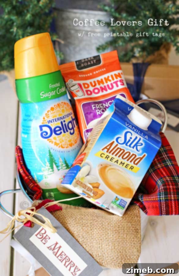 The Perfect Coffee Lover's Gift Basket with Free Printable Tags