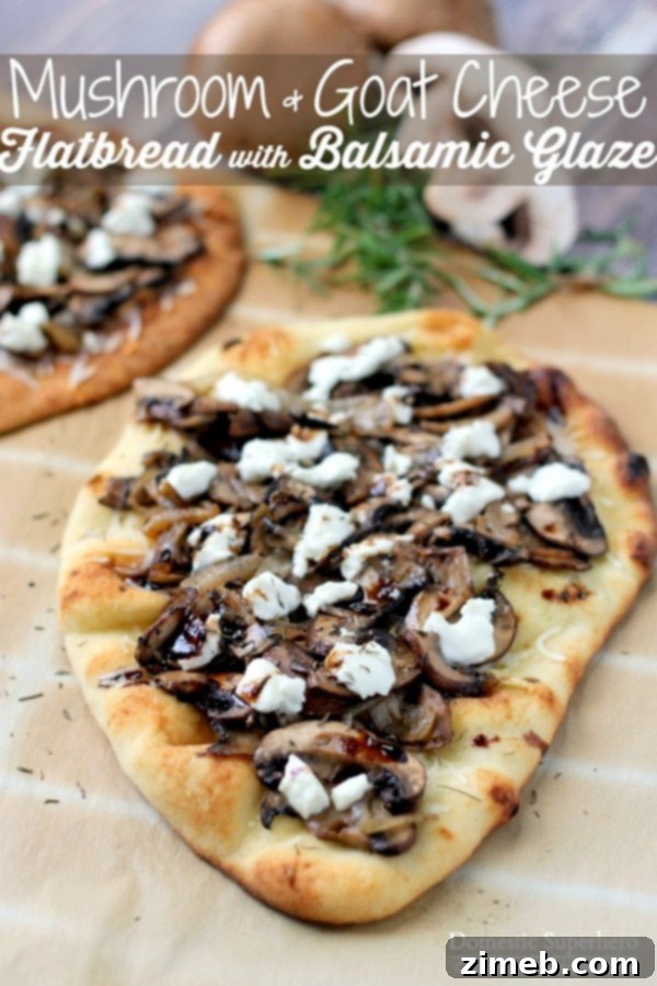 Gourmet Mushroom Goat Cheese Flatbread with Balsamic Glaze