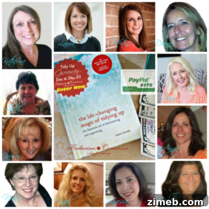 Declutter & Win 4 Collage of logos and images from participating bloggers in the Tidy Up Giveaway