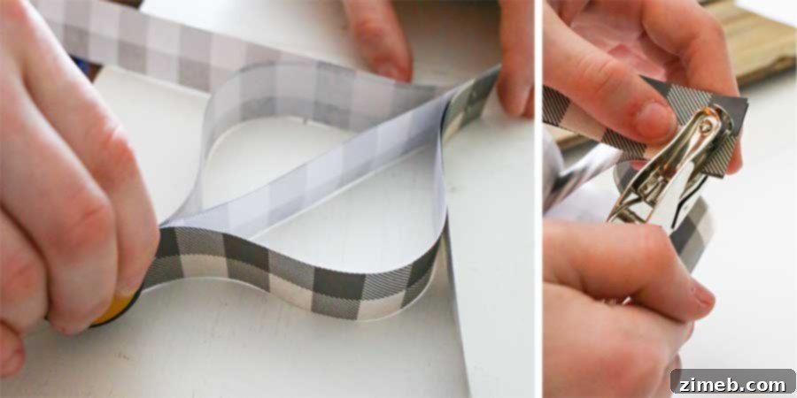 Stapling Paper Strips for Buffalo Check Ornament