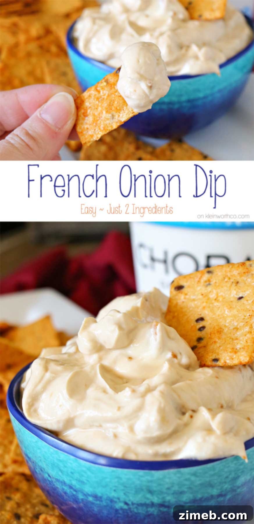 Effortless Homemade French Onion Dip 2 Easy French Onion Dip, a creamy and delicious snack perfect for parties, holidays, game day, and tailgating. Made with two ingredients.