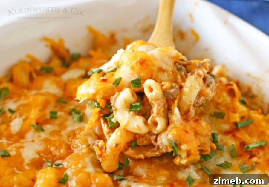 Taco Macaroni Casserole - baking in a dish