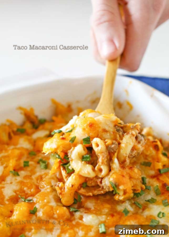 Taco Macaroni Casserole - ready to serve