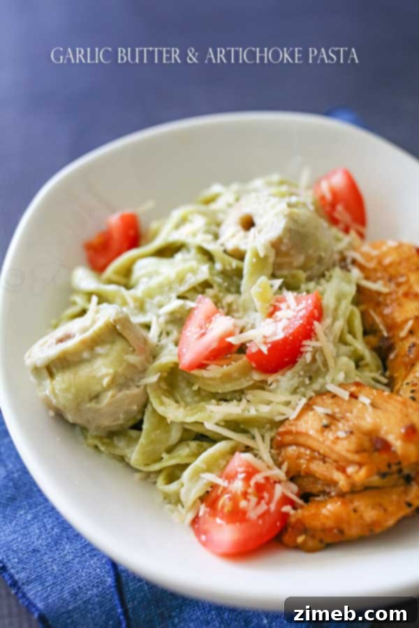 Garlic Butter Artichoke Pasta - a savory and simple pasta dish