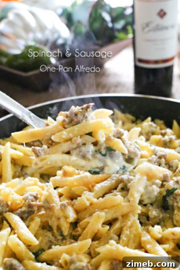 Hearty Spinach & Sausage One-Pan Alfredo