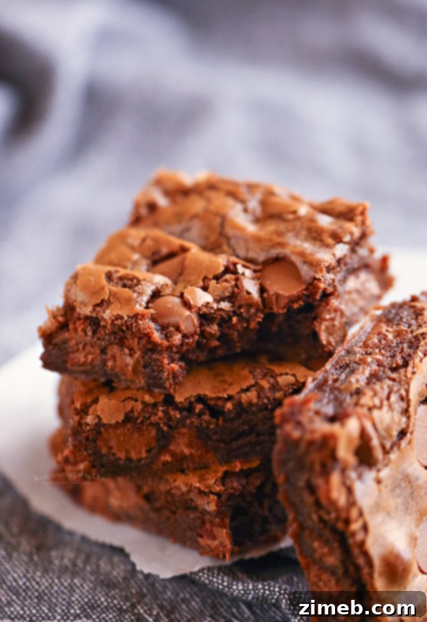 Easy One Bowl Brownies 13 Close up bite of a One Bowl Brownie