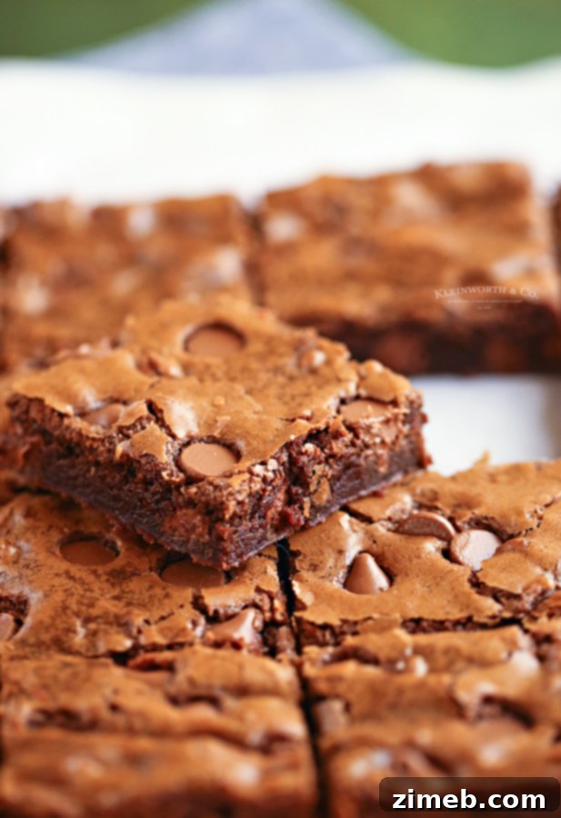 Easy One Bowl Brownies 4 Easy brownie bars - perfect thick and chewy texture