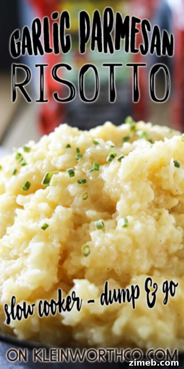 A cozy bowl of Slow Cooker Parmesan Risotto, perfect for a cold day.