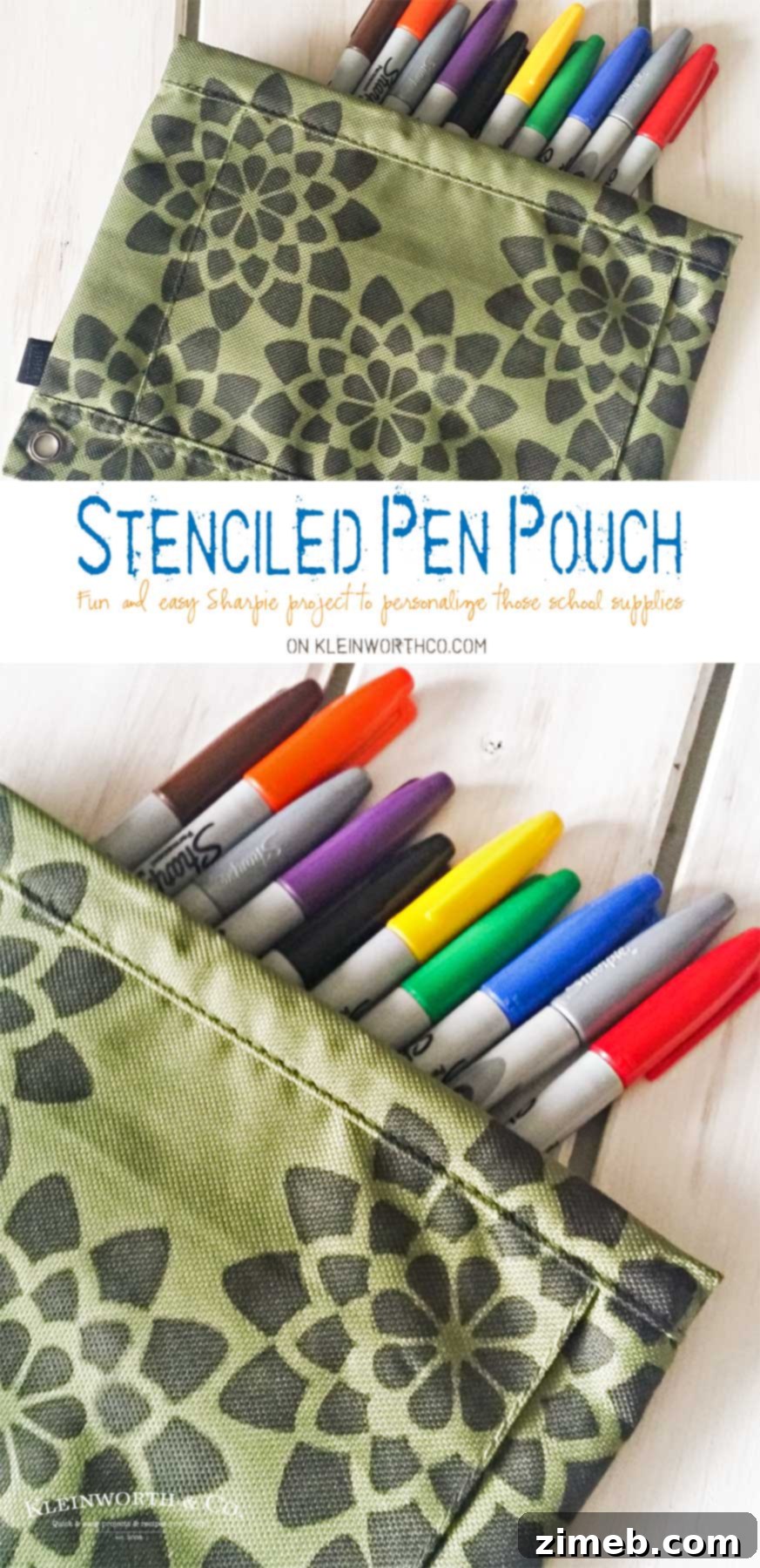 Custom Stenciled Pen Pouch for School