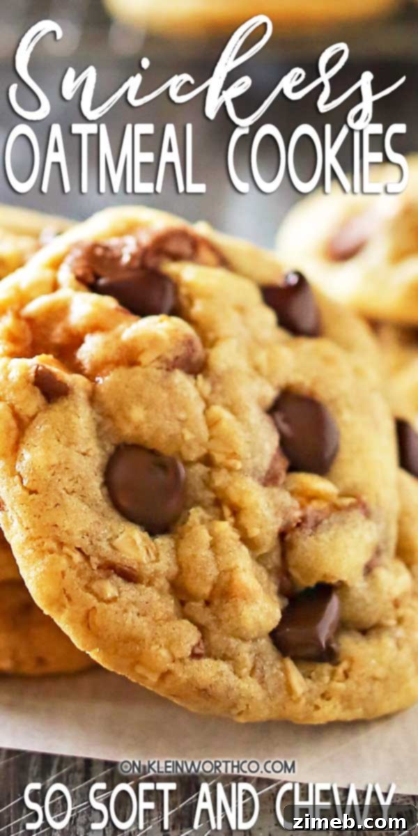 Gooey Oatmeal Snickers Cookies 2 Thick and Chewy Soft Oatmeal Snickers Cookies