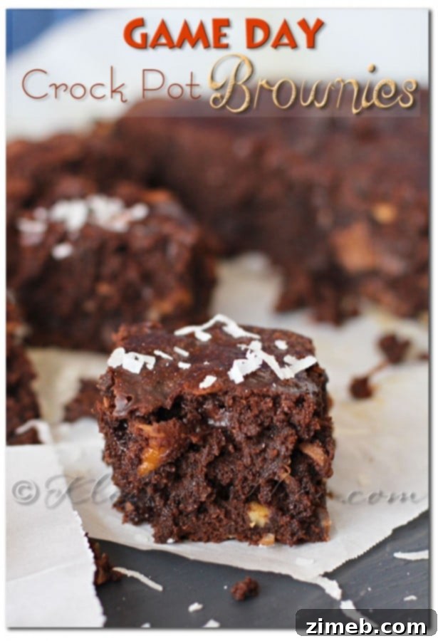 Score Big Snickers Cupcakes 9 Game Day Crock Pot Brownies - an easy dessert made in a slow cooker.