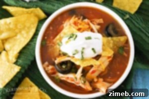 Set-It-and-Forget-It Chicken Tortilla Soup 5 Slow Cooker Chicken Tortilla Soup with all the suggested toppings